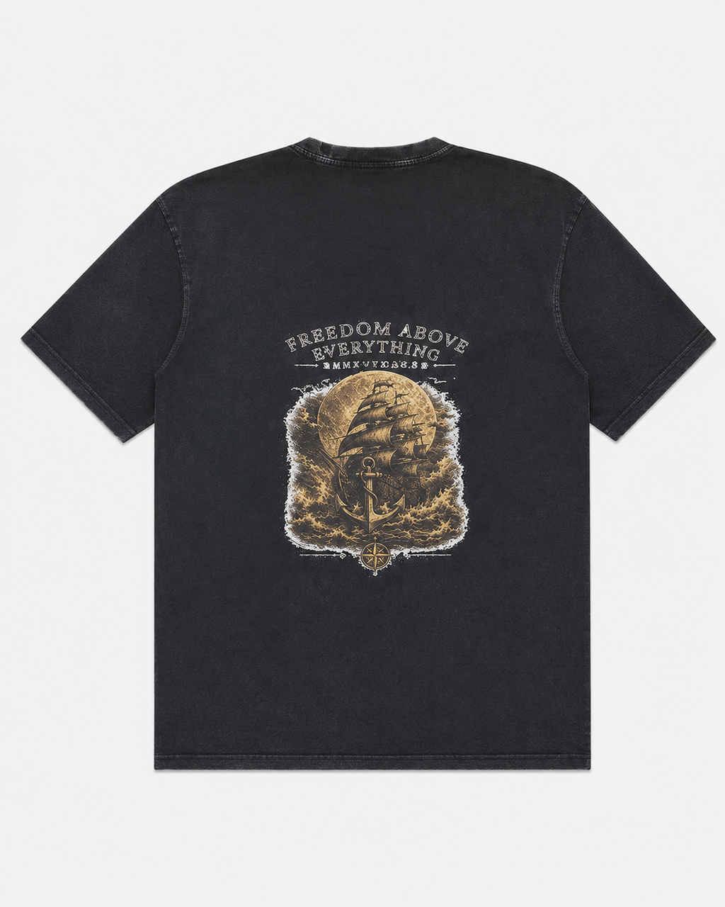 Freedom Above Everything — Oversized Vintage Shirt | Washed Black