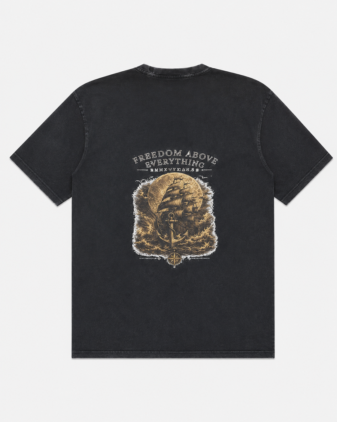 Freedom Above Everything — Oversized Vintage Shirt | Washed Black