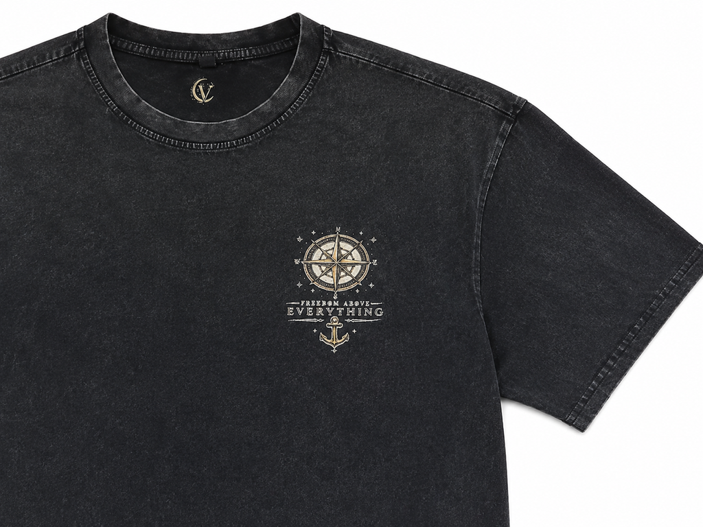 Freedom Above Everything — Oversized Vintage Shirt | Washed Black