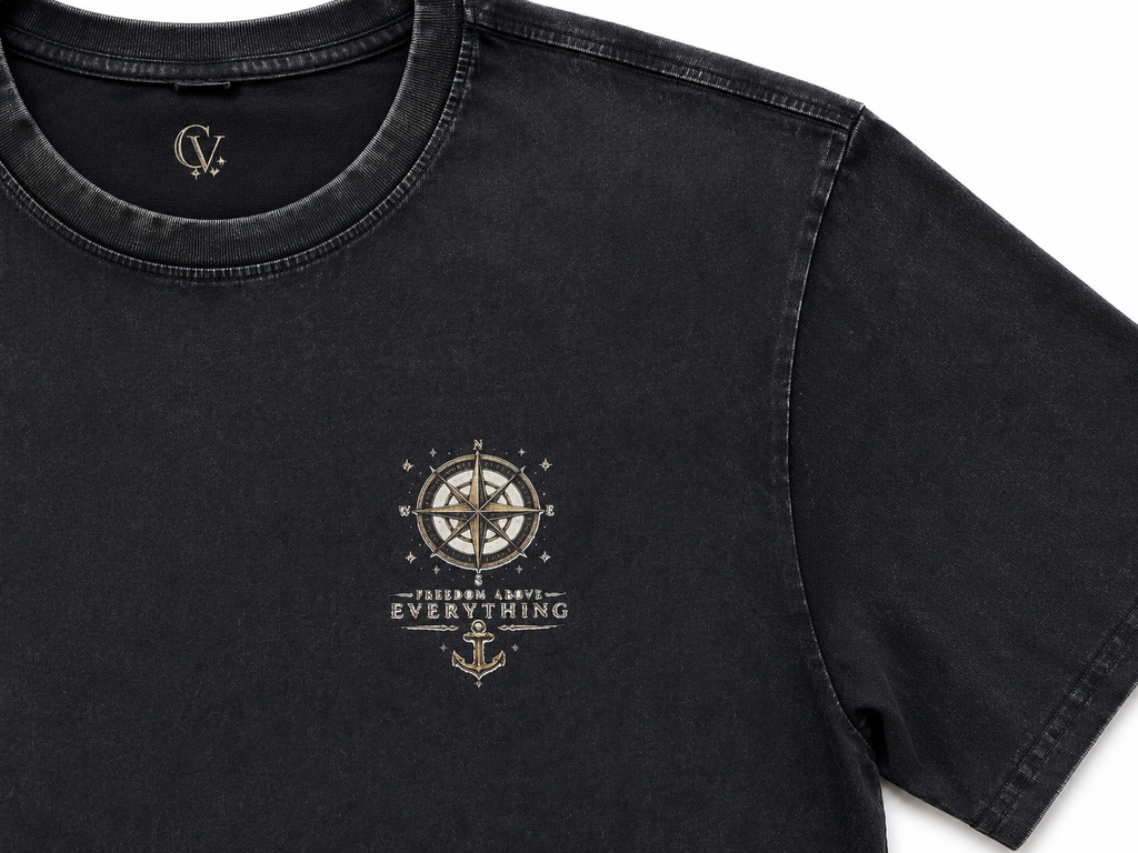 Freedom Above Everything — Oversized Vintage Shirt | Washed Black