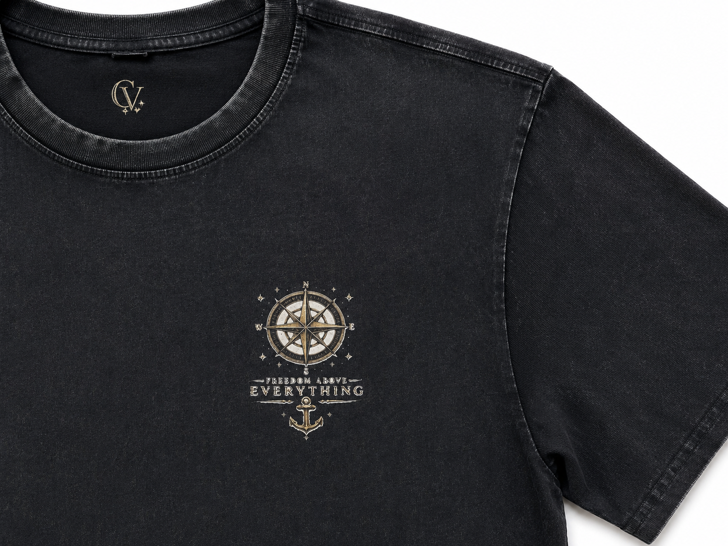 Freedom Above Everything — Oversized Vintage Shirt | Washed Black