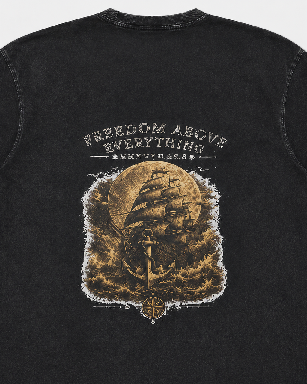 Freedom Above Everything — Oversized Vintage Shirt | Washed Black