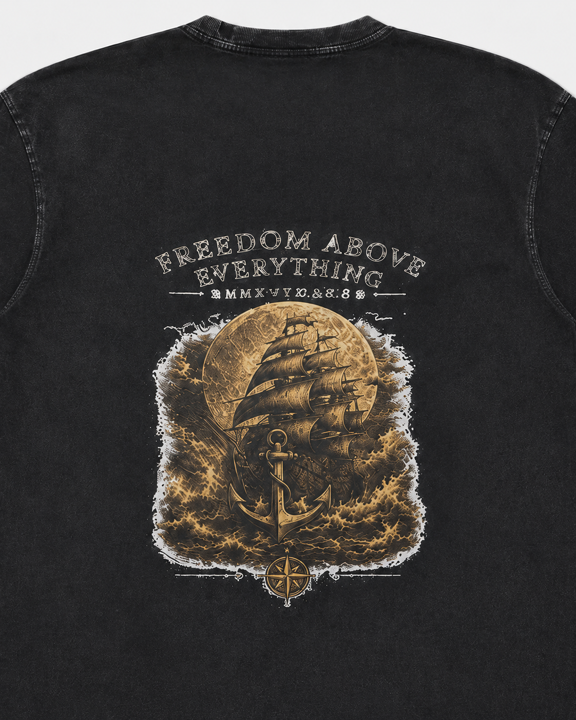 Freedom Above Everything — Oversized Vintage Shirt | Washed Black