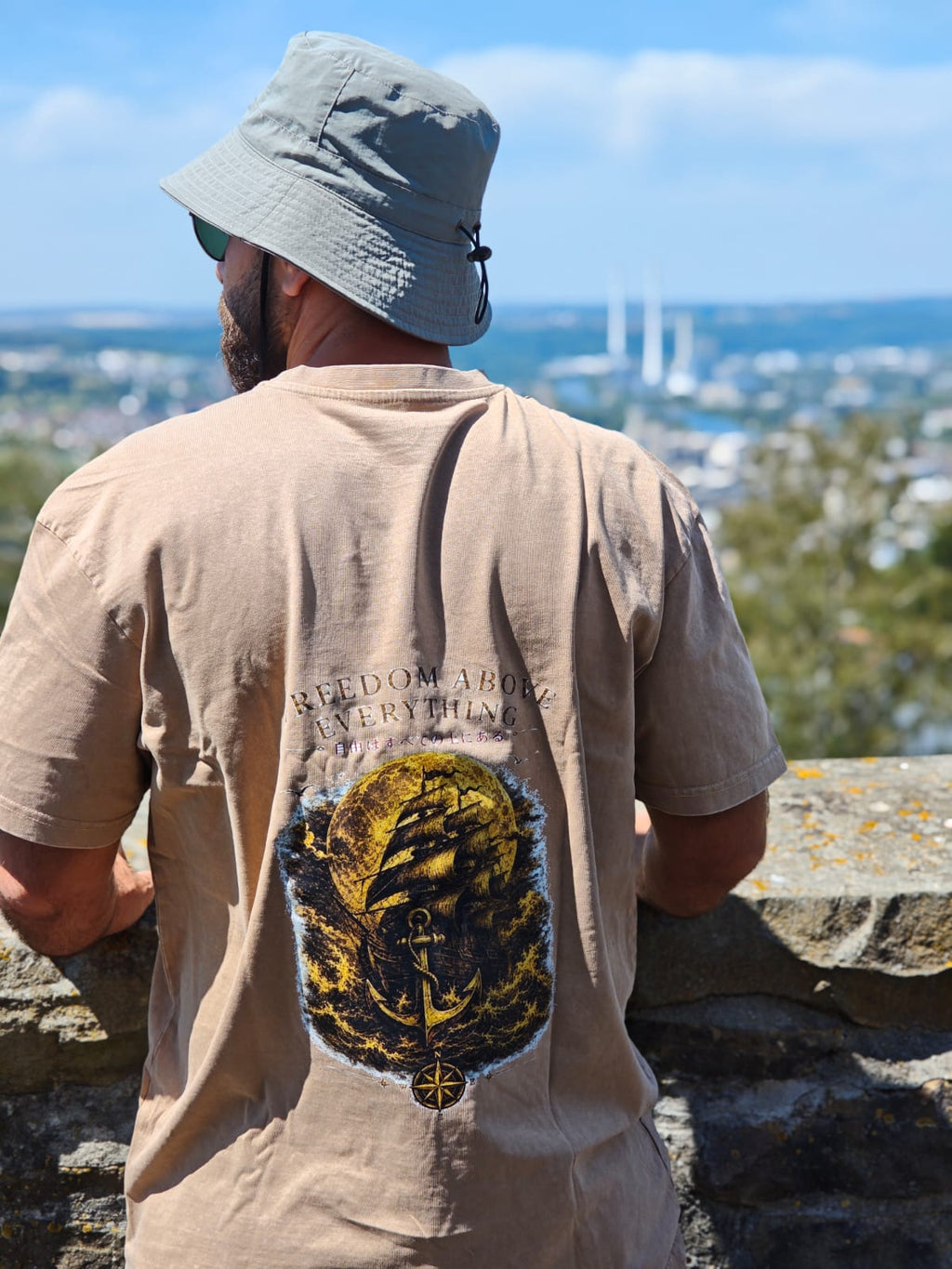 Freedom Above Everything — Oversized Vintage Shirt | Union Beige