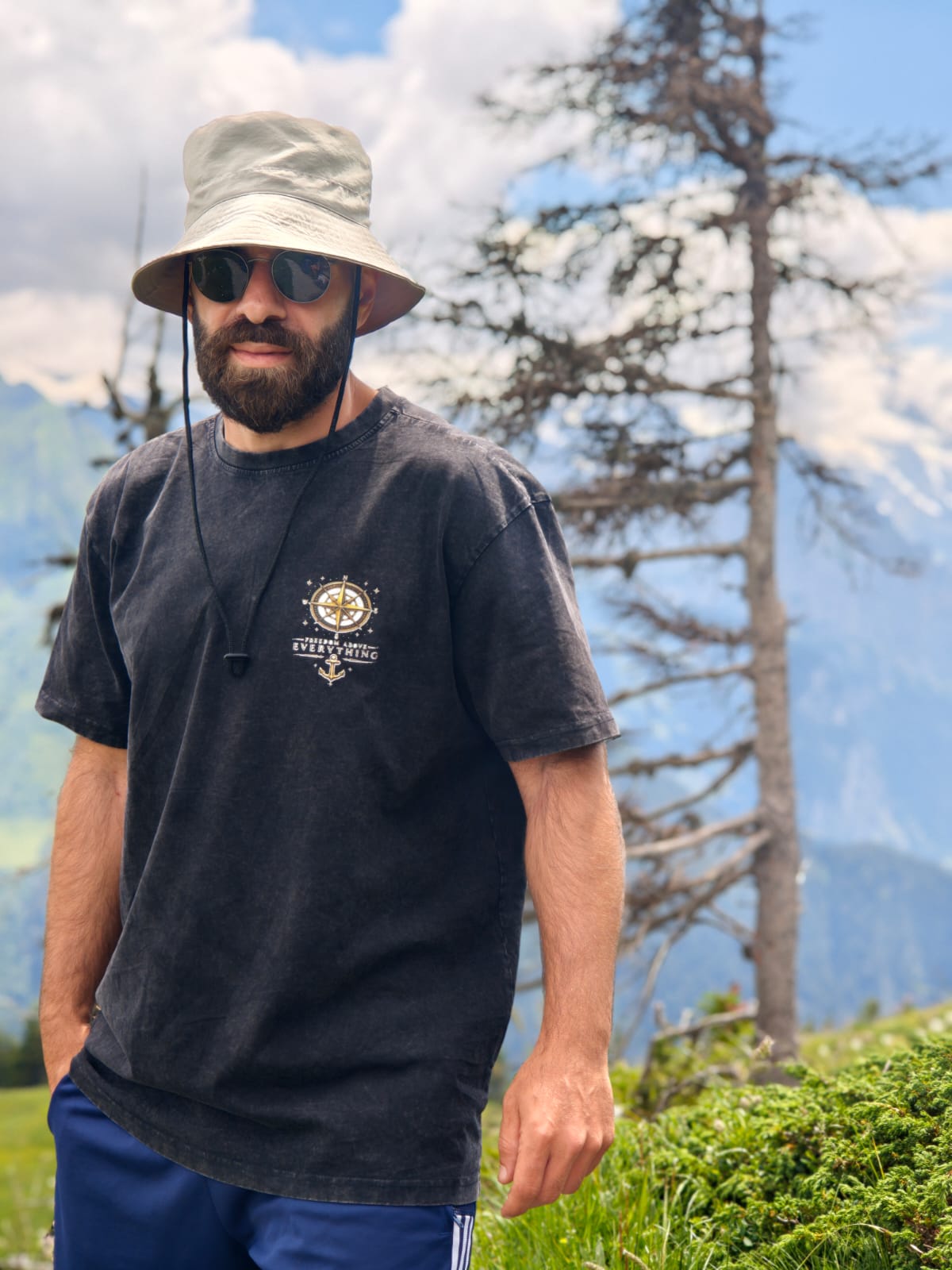 Freedom Above Everything — Oversized Vintage Shirt | Washed Black