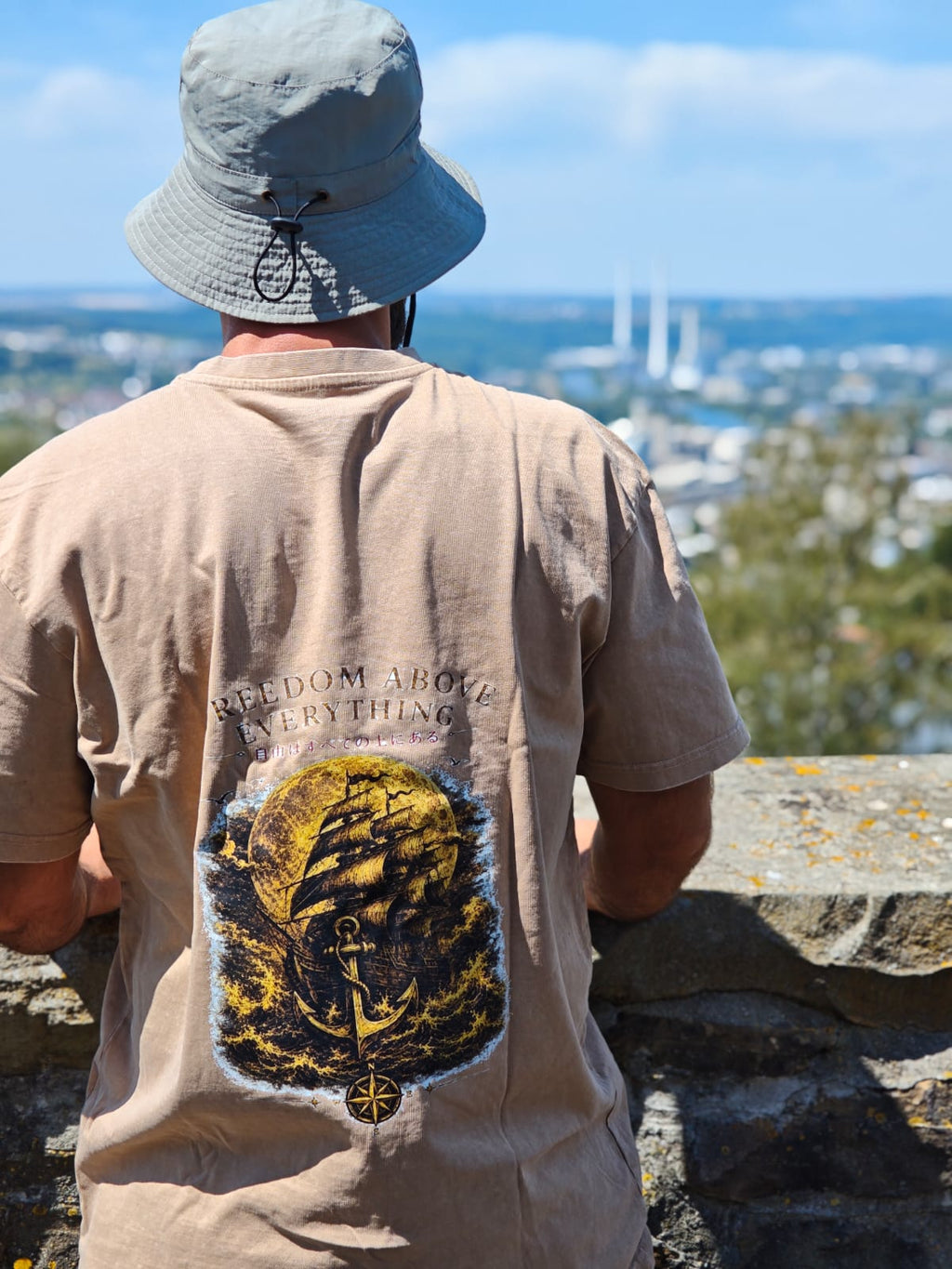 Freedom Above Everything — Oversized Vintage Shirt | Union Beige